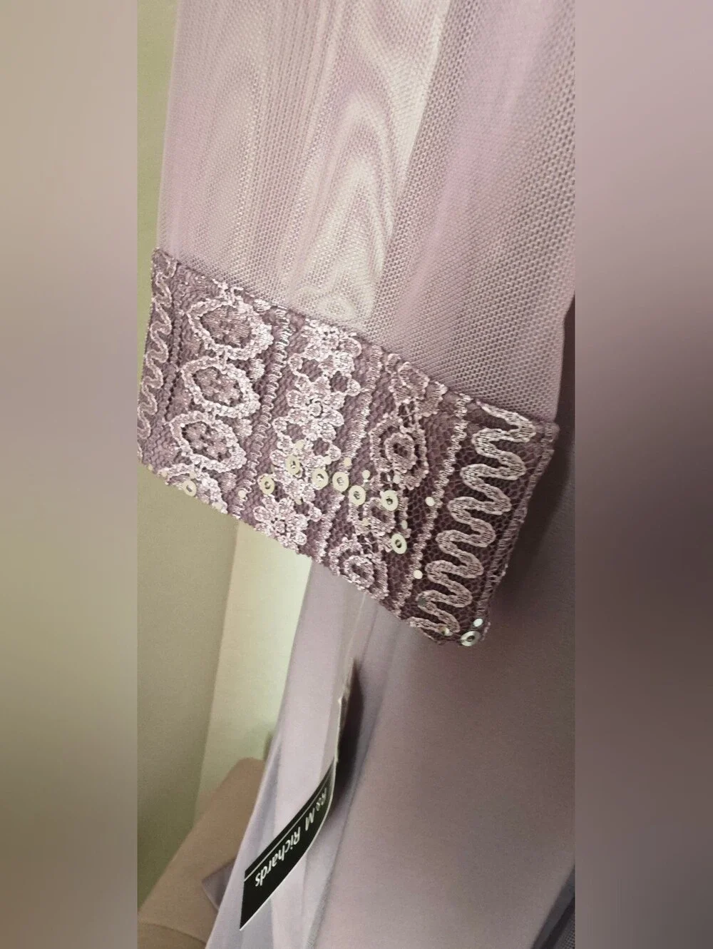 R&M Richards Lavender Long Sleeve Dress with Lace Trim 2 Piece With Jacket